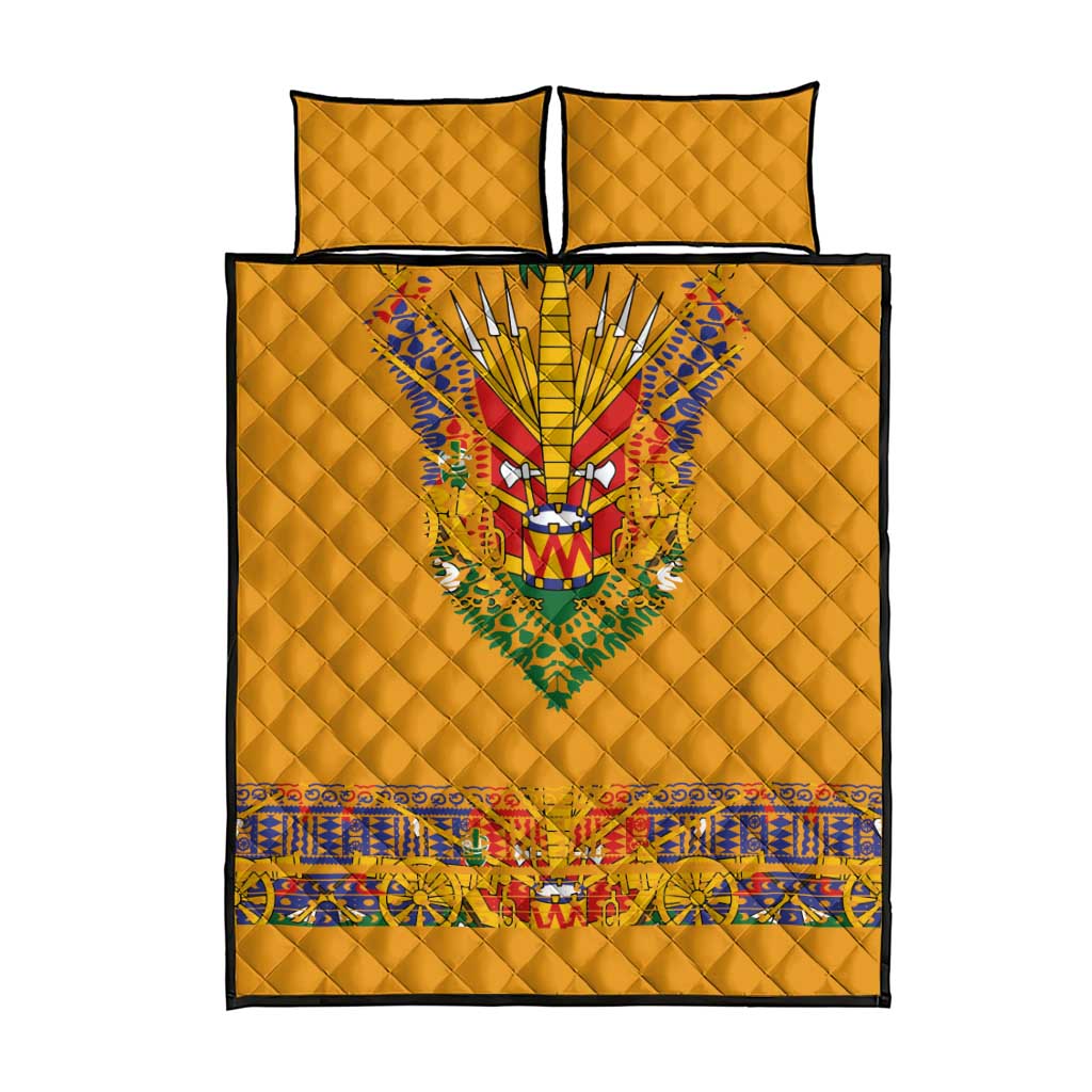 Haiti Flag Quilt Bed Set Traditional Dashiki Yellow Color LT03