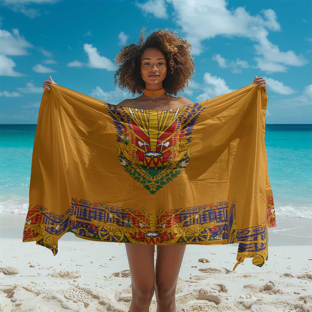 Haiti Flag Sarong Traditional Dashiki Yellow Color LT03