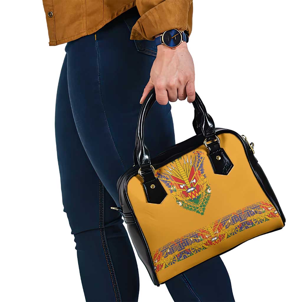 Haiti Flag Traditional Dashiki Shoulder Handbag Yellow Color LT03