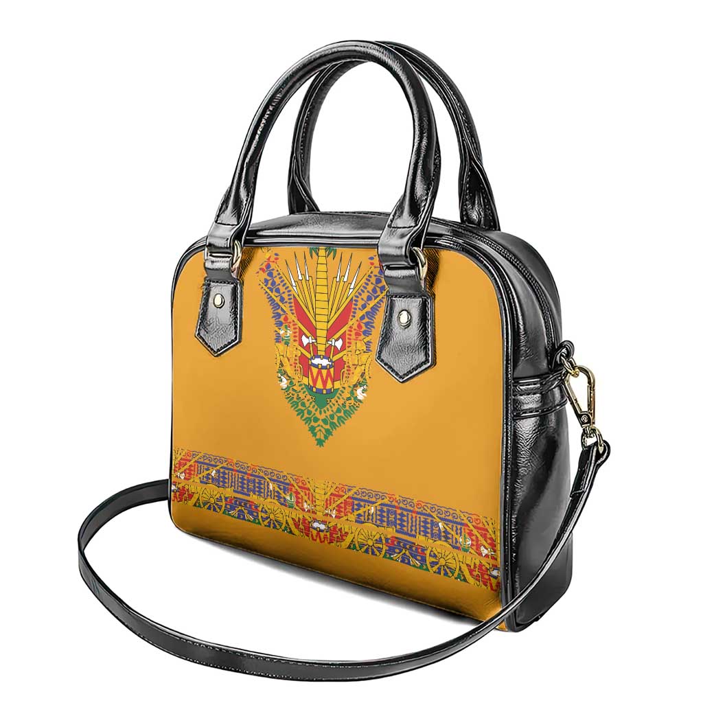Haiti Flag Traditional Dashiki Shoulder Handbag Yellow Color LT03