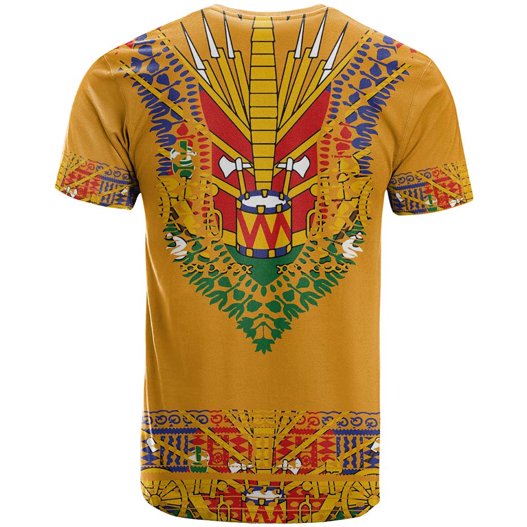 Haiti Flag T shirt Traditional Dashiki Yellow Color LT03