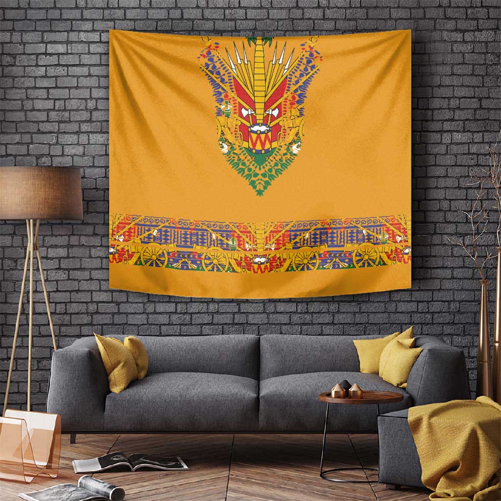 Haiti Flag Tapestry Traditional Dashiki Yellow Color LT03