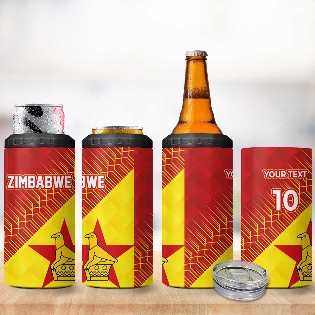 Custom Zimbabwe Cricket 4 in 1 Can Cooler Tumbler Flame Warriors Zimbabwe Spirit LT03