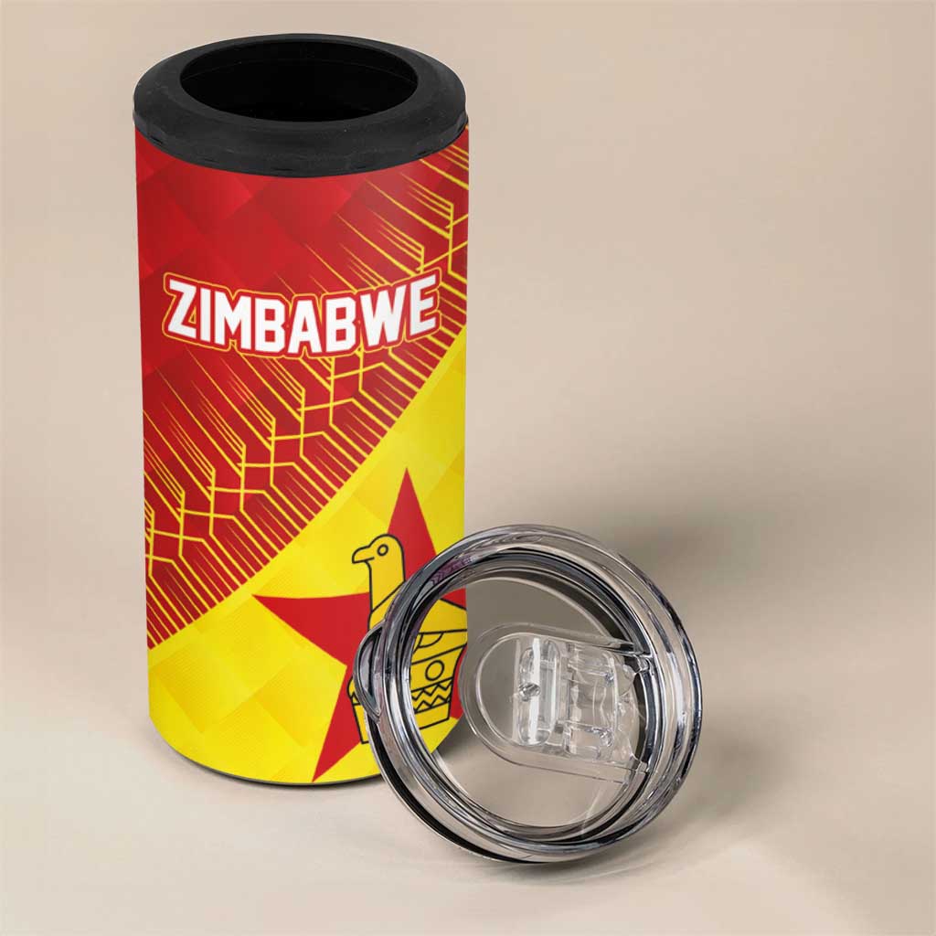 Custom Zimbabwe Cricket 4 in 1 Can Cooler Tumbler Flame Warriors Zimbabwe Spirit LT03