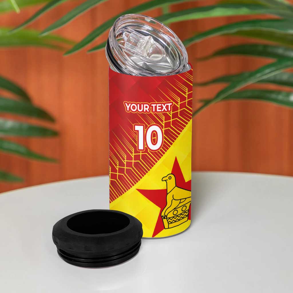 Custom Zimbabwe Cricket 4 in 1 Can Cooler Tumbler Flame Warriors Zimbabwe Spirit LT03