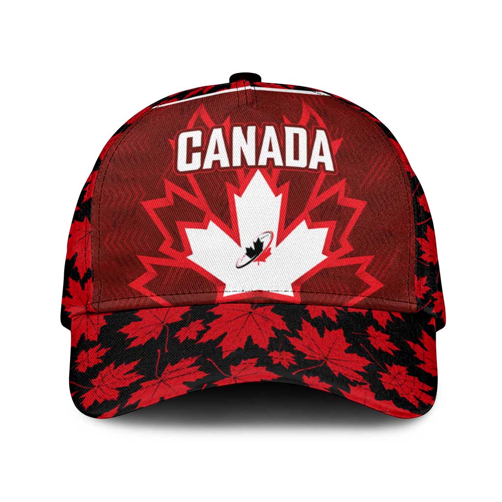 Canadian Rugby Classic Cap Maple Leaves Sporty Art Style Red Color LT03