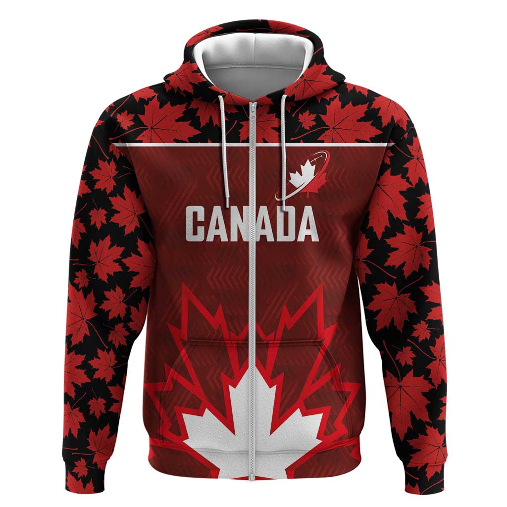 Custom Canadian Rugby Hoodie Maple Leaves Sporty Art Style Red Color LT03