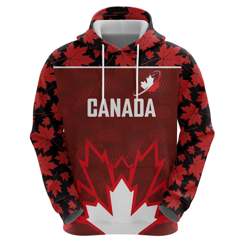 Custom Canadian Rugby Hoodie Maple Leaves Sporty Art Style Red Color LT03