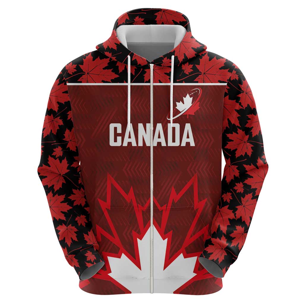 Custom Canadian Rugby Hoodie Maple Leaves Sporty Art Style Red Color LT03