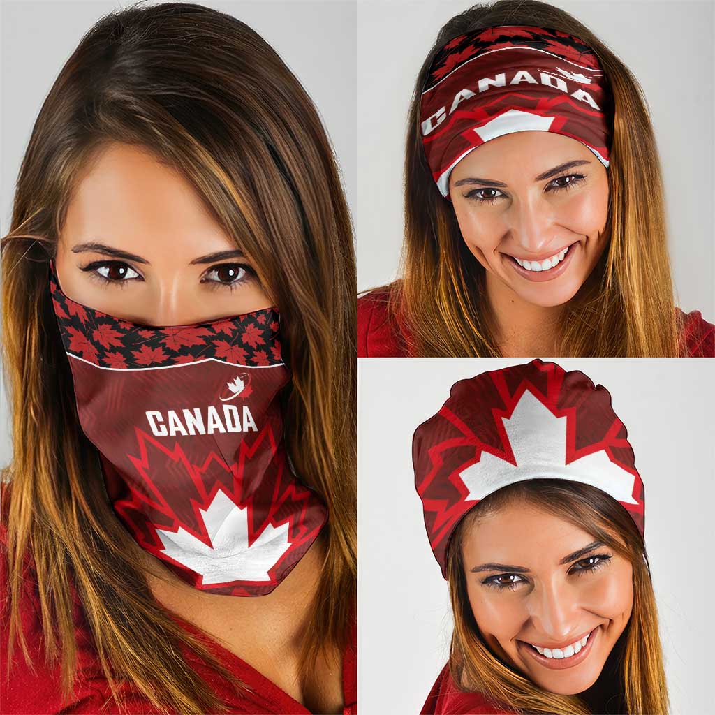 Canadian Rugby Neck Gaiter Maple Leaves Sporty Art Style Red Color LT03