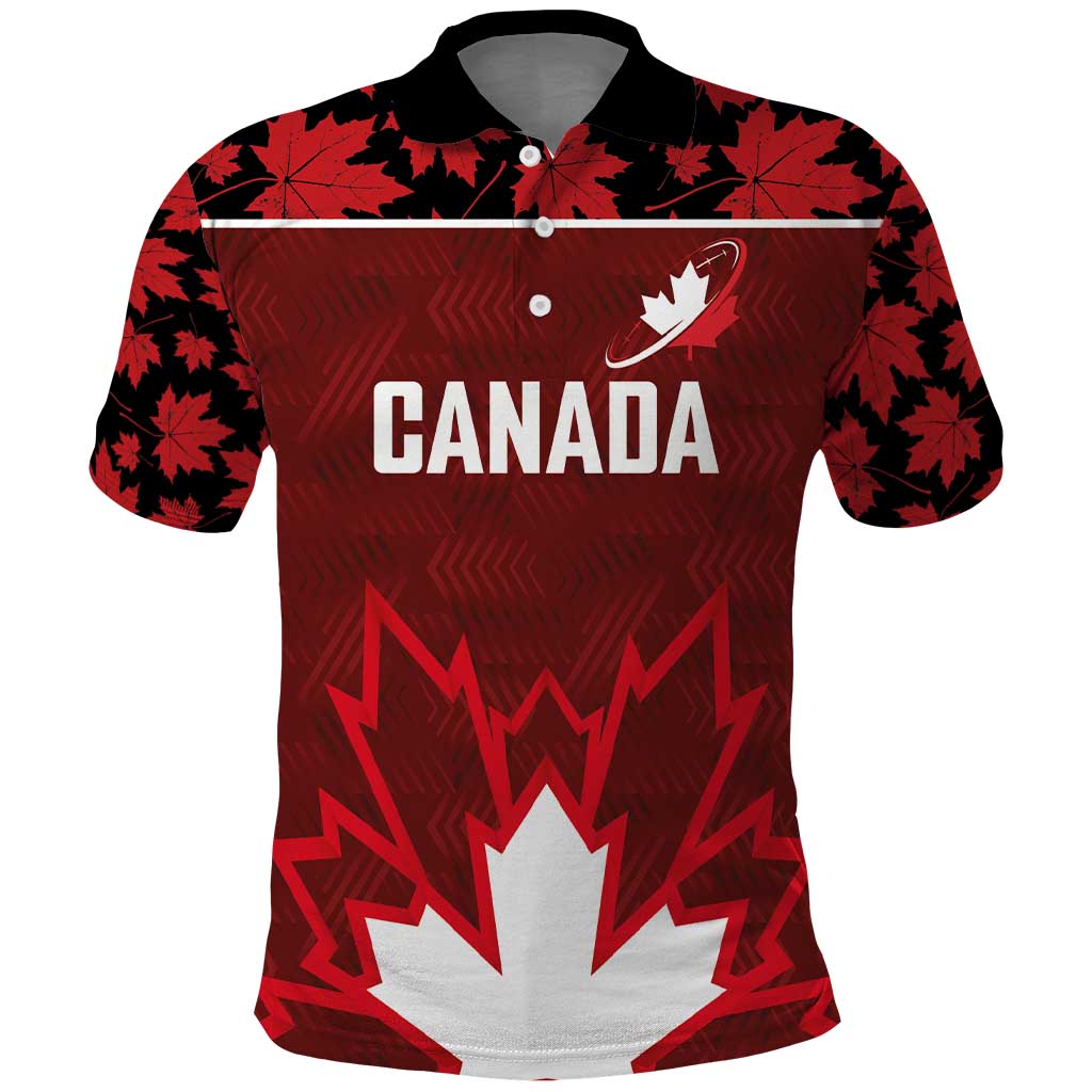Custom Canadian Rugby Polo Shirt Maple Leaves Sporty Art Style Red Color LT03