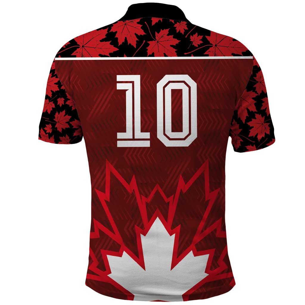 Custom Canadian Rugby Polo Shirt Maple Leaves Sporty Art Style Red Color LT03