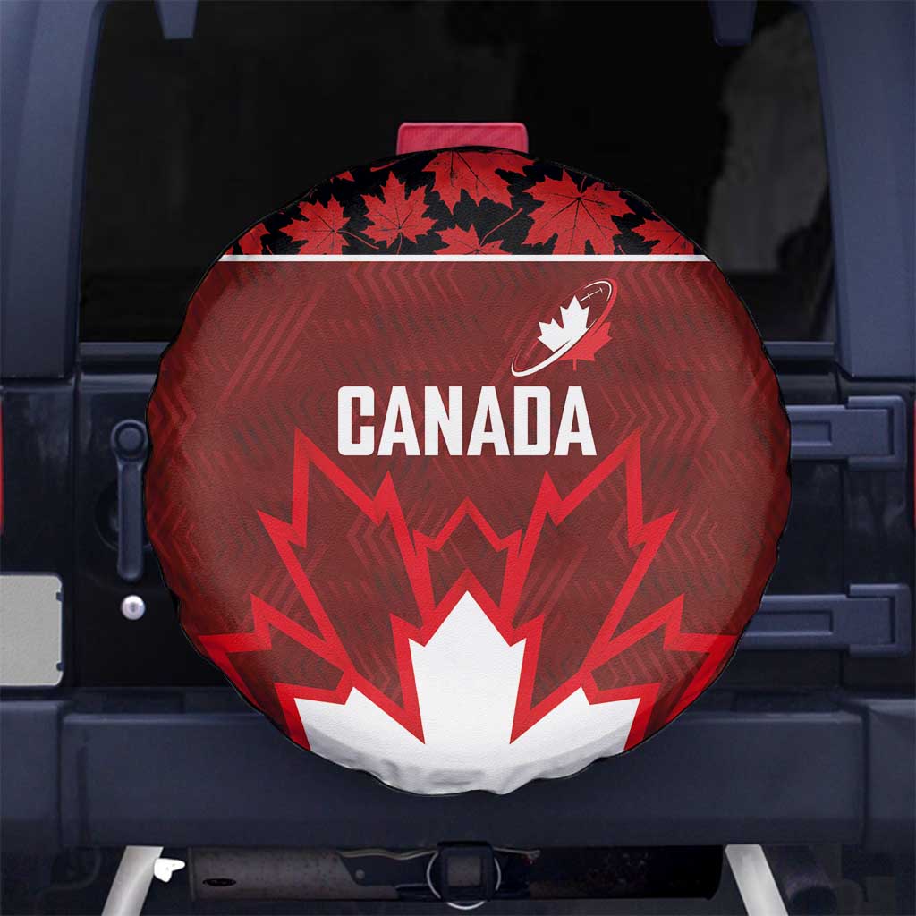Canadian Rugby Spare Tire Cover Maple Leaves Sporty Art Style Red Color LT03