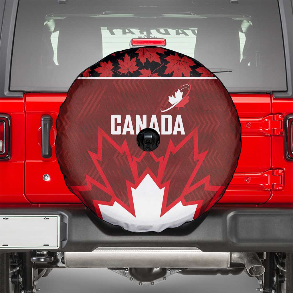 Canadian Rugby Spare Tire Cover Maple Leaves Sporty Art Style Red Color LT03