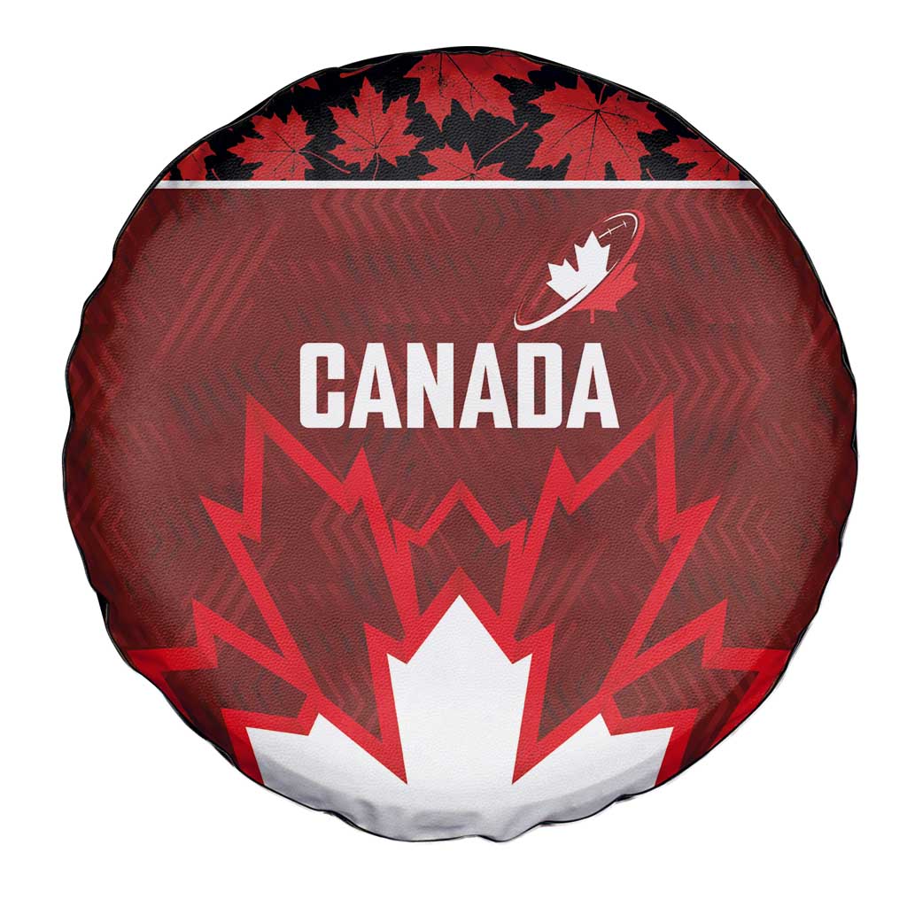Canadian Rugby Spare Tire Cover Maple Leaves Sporty Art Style Red Color LT03