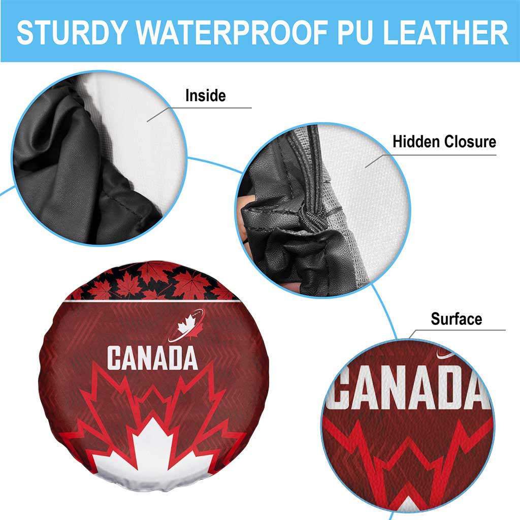 Canadian Rugby Spare Tire Cover Maple Leaves Sporty Art Style Red Color LT03
