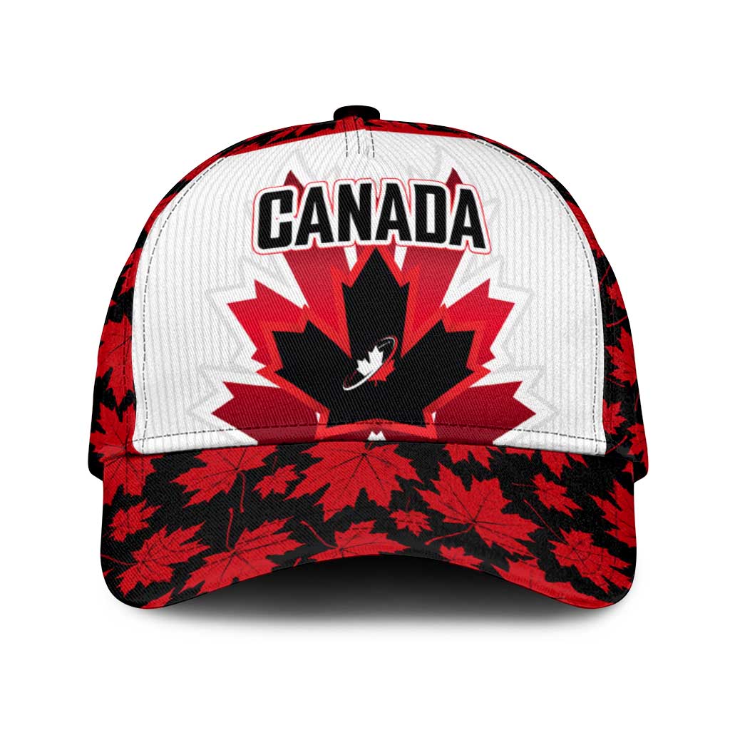 Canadian Rugby Classic Cap Maple Leaves Sporty Art Style White Color LT03