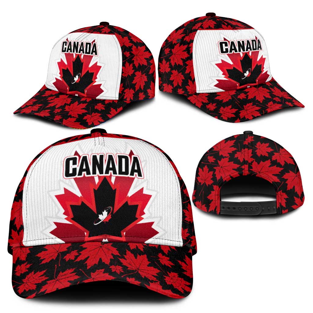 Canadian Rugby Classic Cap Maple Leaves Sporty Art Style White Color LT03