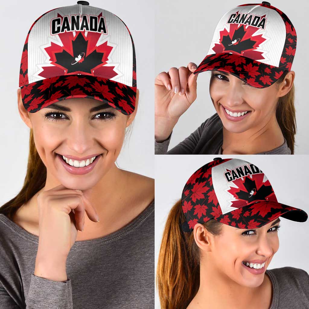 Canadian Rugby Classic Cap Maple Leaves Sporty Art Style White Color LT03