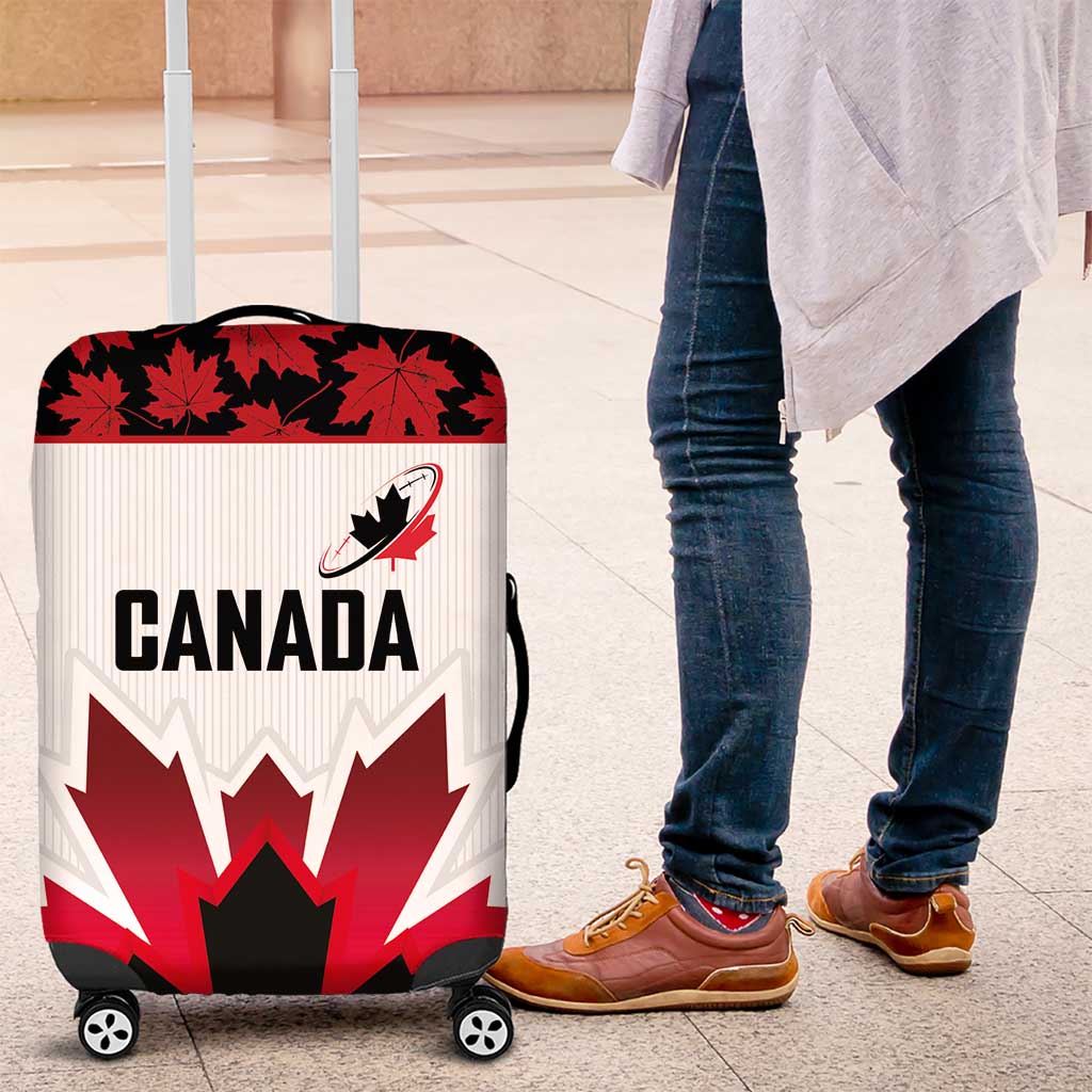 Canadian Rugby Luggage Cover Maple Leaves Sporty Art Style White Color LT03