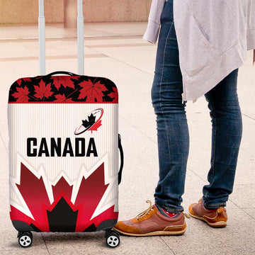 Canadian Rugby Luggage Cover Maple Leaves Sporty Art Style White Color LT03