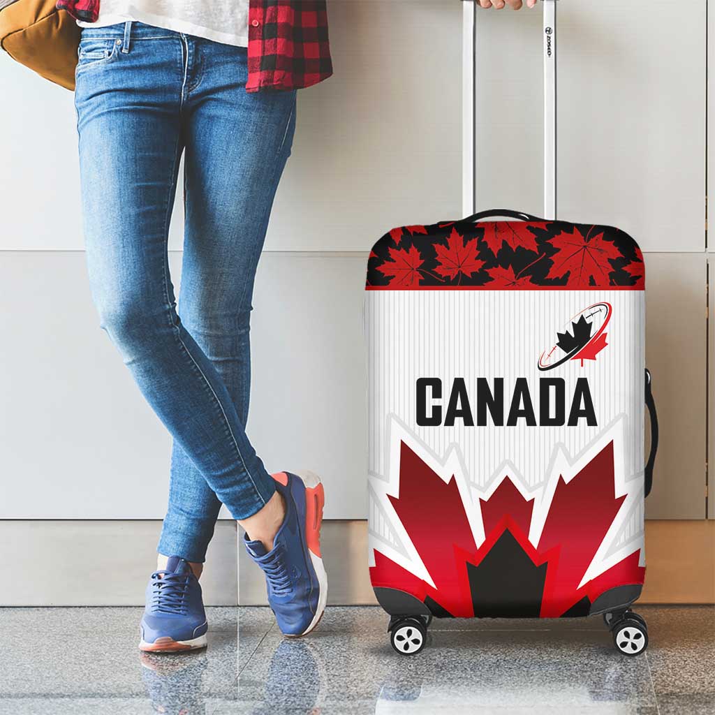 Canadian Rugby Luggage Cover Maple Leaves Sporty Art Style White Color LT03
