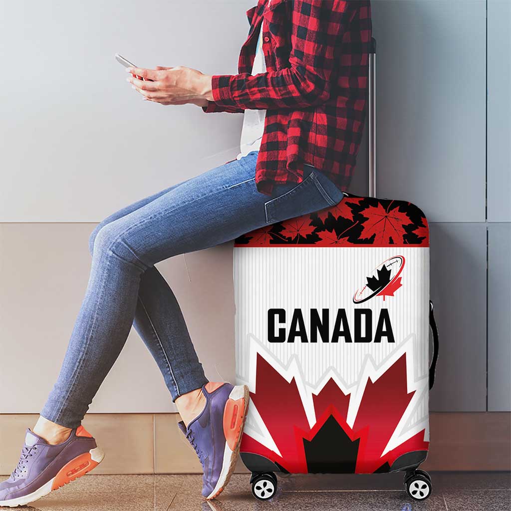 Canadian Rugby Luggage Cover Maple Leaves Sporty Art Style White Color LT03