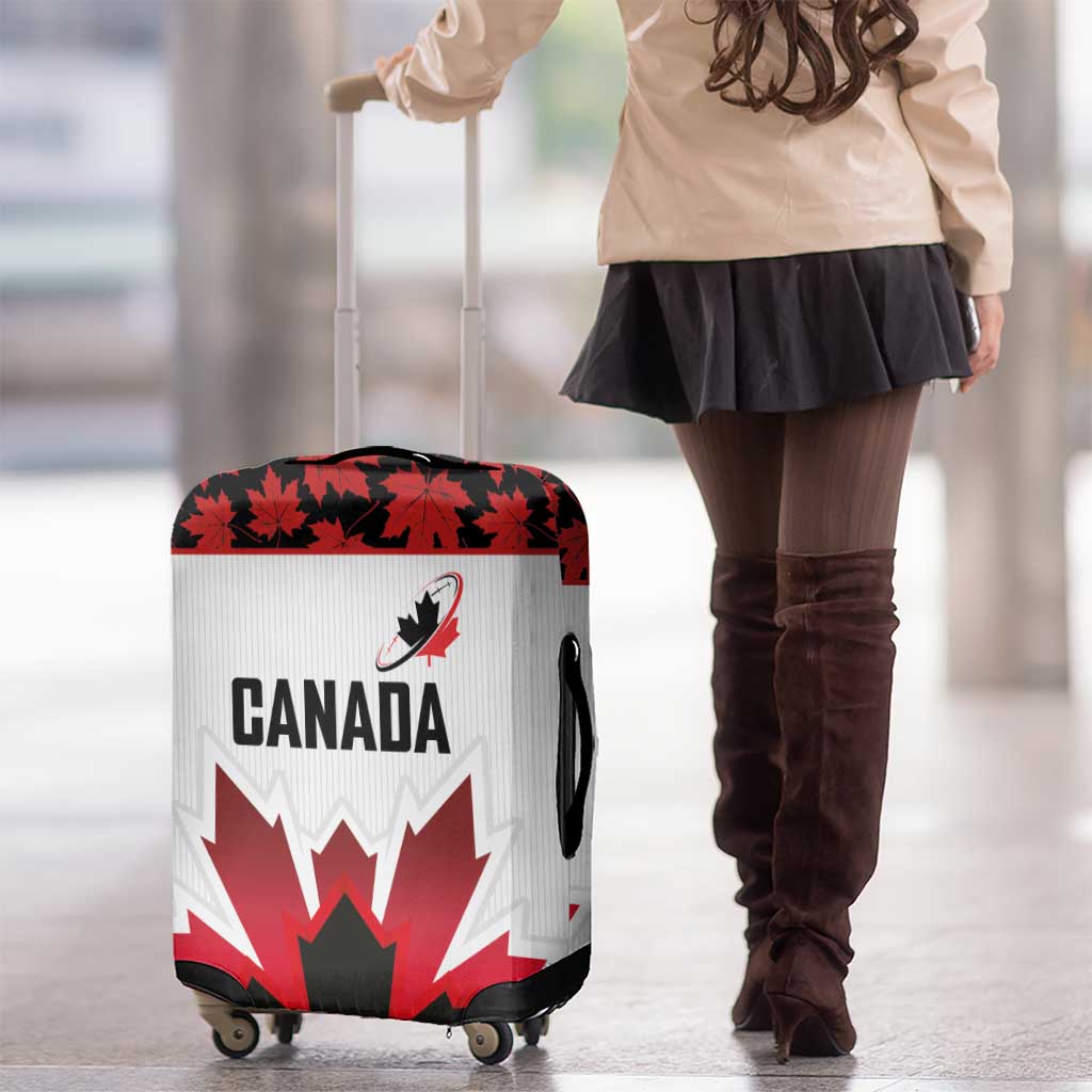 Canadian Rugby Luggage Cover Maple Leaves Sporty Art Style White Color LT03
