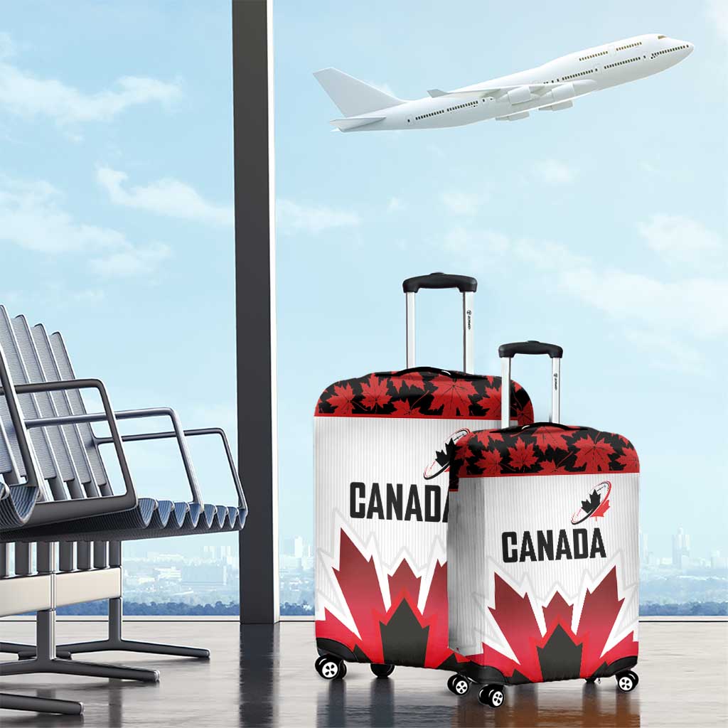 Canadian Rugby Luggage Cover Maple Leaves Sporty Art Style White Color LT03