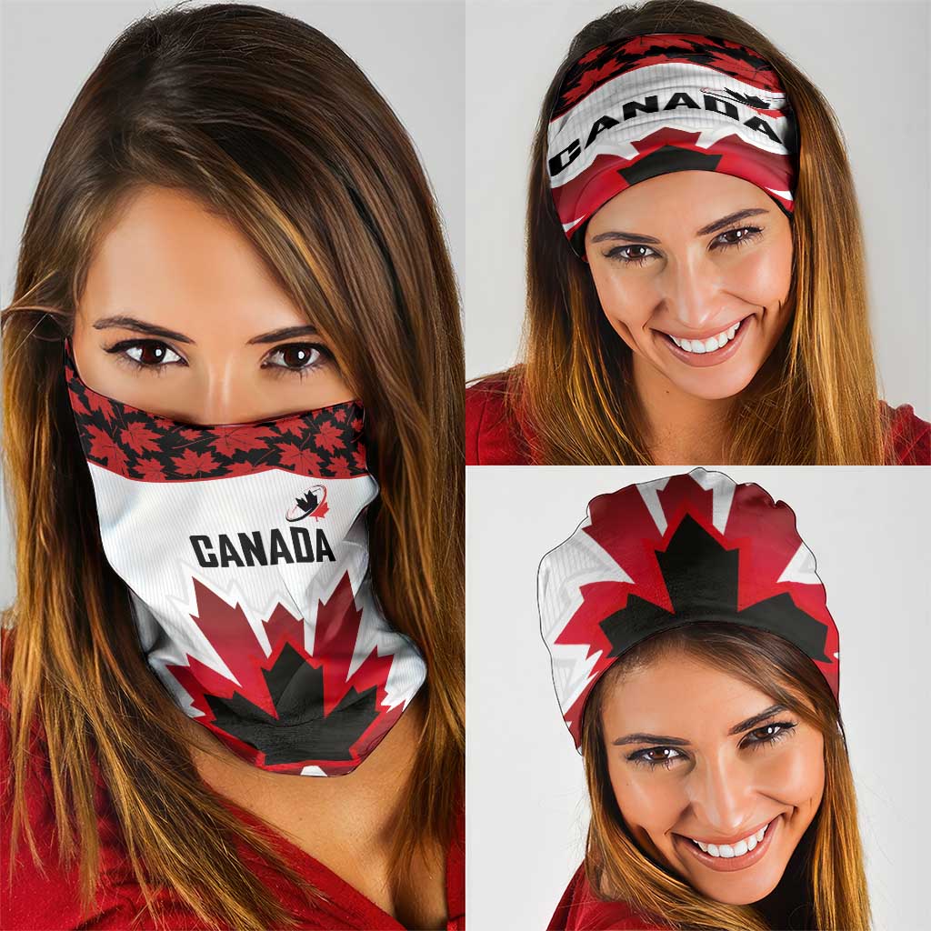 Canadian Rugby Neck Gaiter Maple Leaves Sporty Art Style White Color LT03