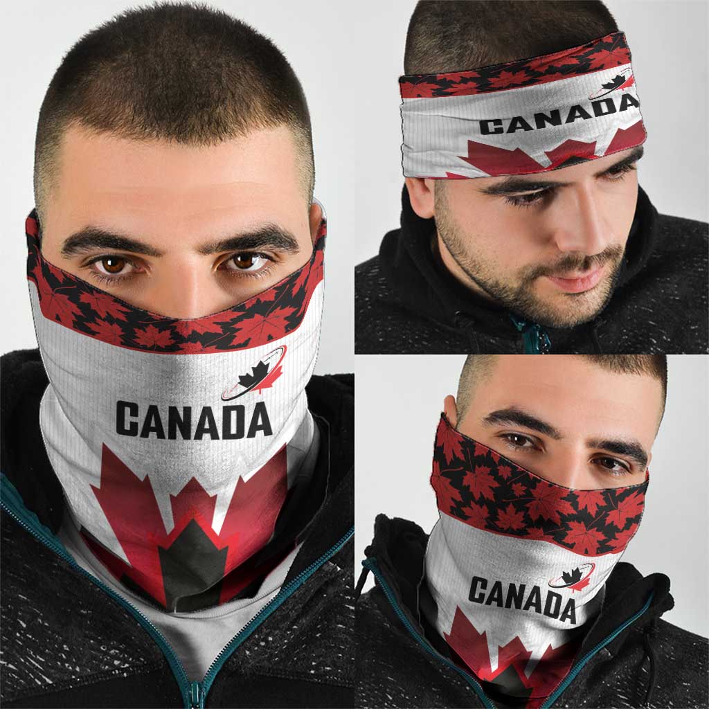 Canadian Rugby Neck Gaiter Maple Leaves Sporty Art Style White Color LT03