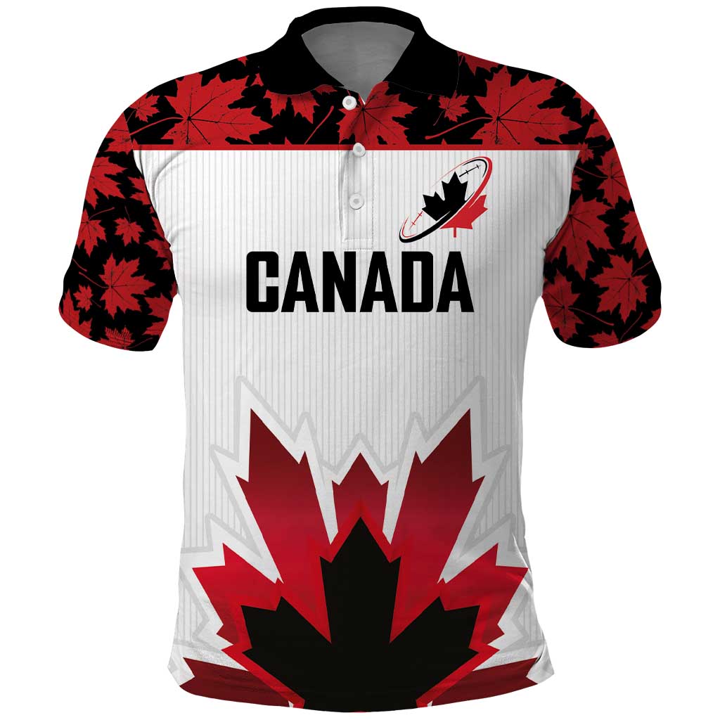 Custom Canadian Rugby Polo Shirt Maple Leaves Sporty Art Style White Color LT03