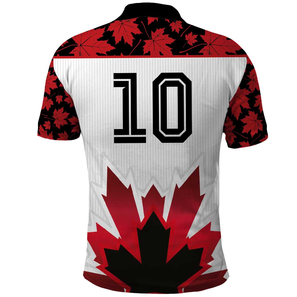 Custom Canadian Rugby Polo Shirt Maple Leaves Sporty Art Style White Color LT03