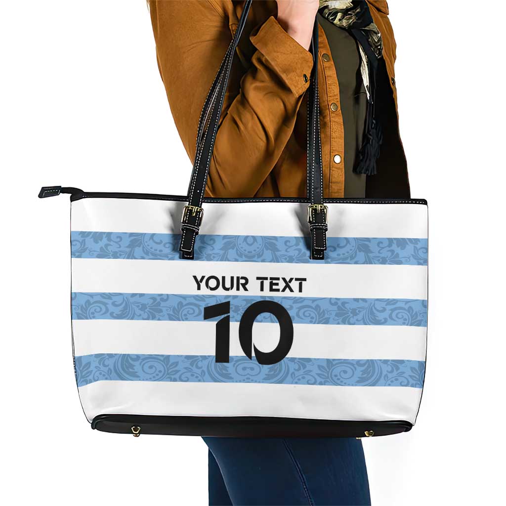 Custom Argentina Rugby 2024 Leather Tote Bag Vamos Los Pumas with Jaguar and Floral Pattern LT03