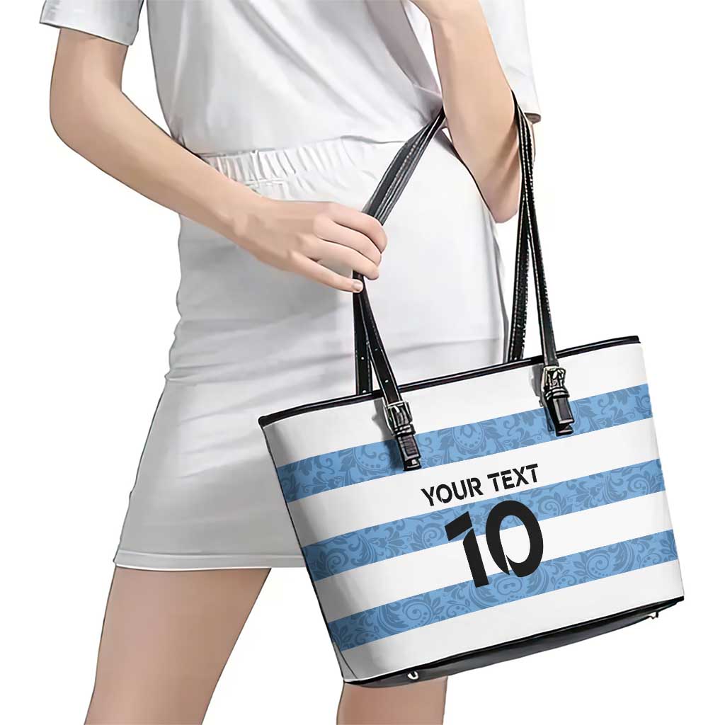 Custom Argentina Rugby 2024 Leather Tote Bag Vamos Los Pumas with Jaguar and Floral Pattern LT03