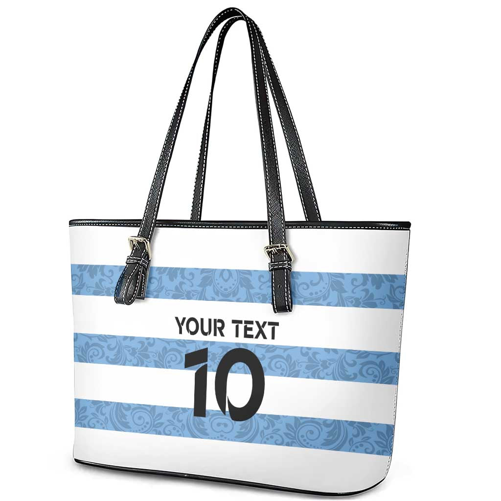 Custom Argentina Rugby 2024 Leather Tote Bag Vamos Los Pumas with Jaguar and Floral Pattern LT03