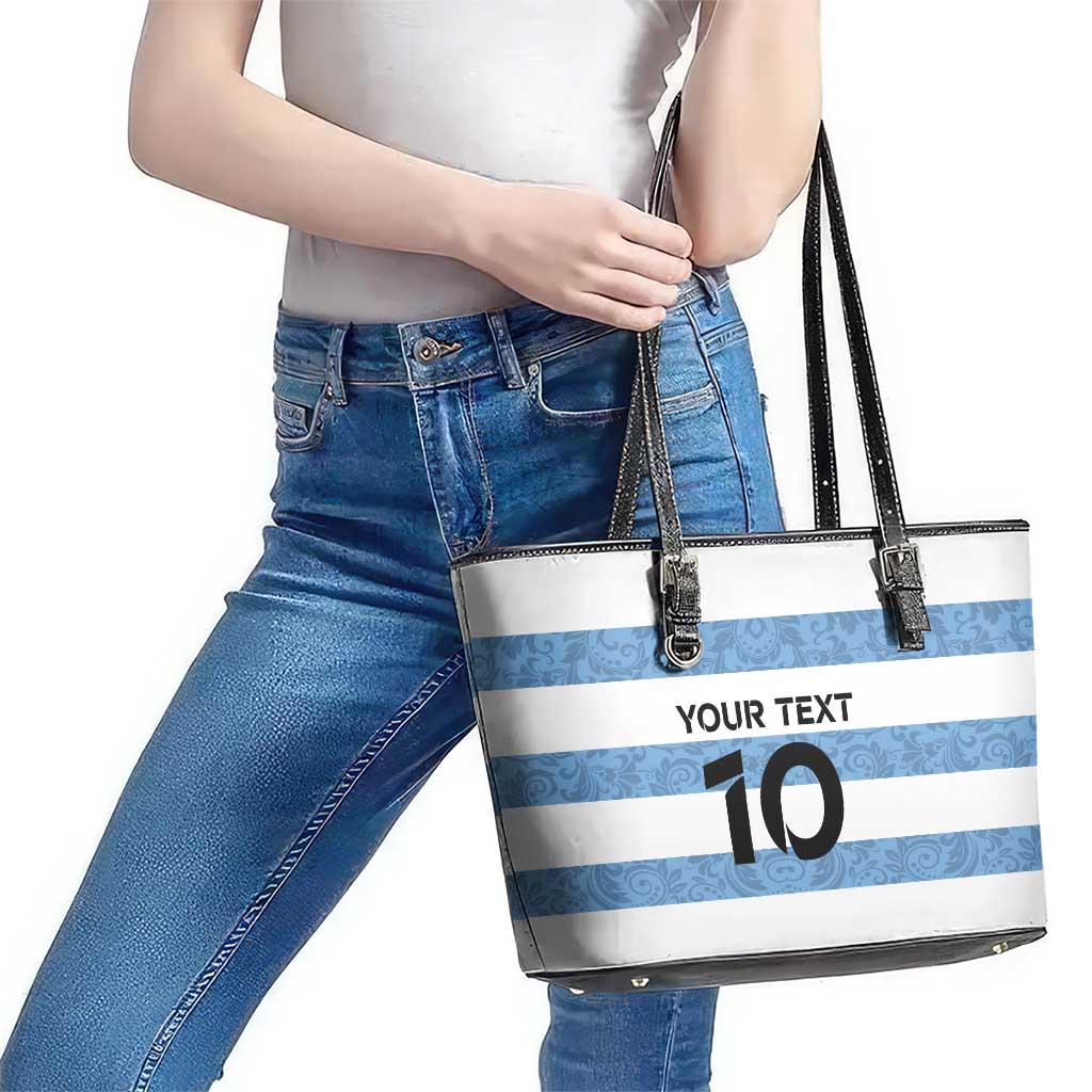 Custom Argentina Rugby 2024 Leather Tote Bag Vamos Los Pumas with Jaguar and Floral Pattern LT03