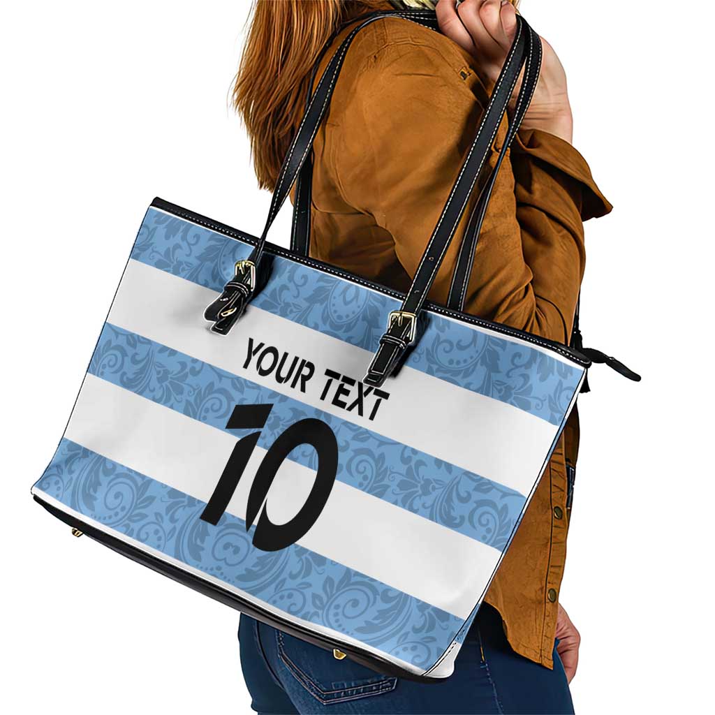 Custom Argentina Rugby 2024 Leather Tote Bag Vamos Los Pumas with Jaguar and Floral Pattern LT03