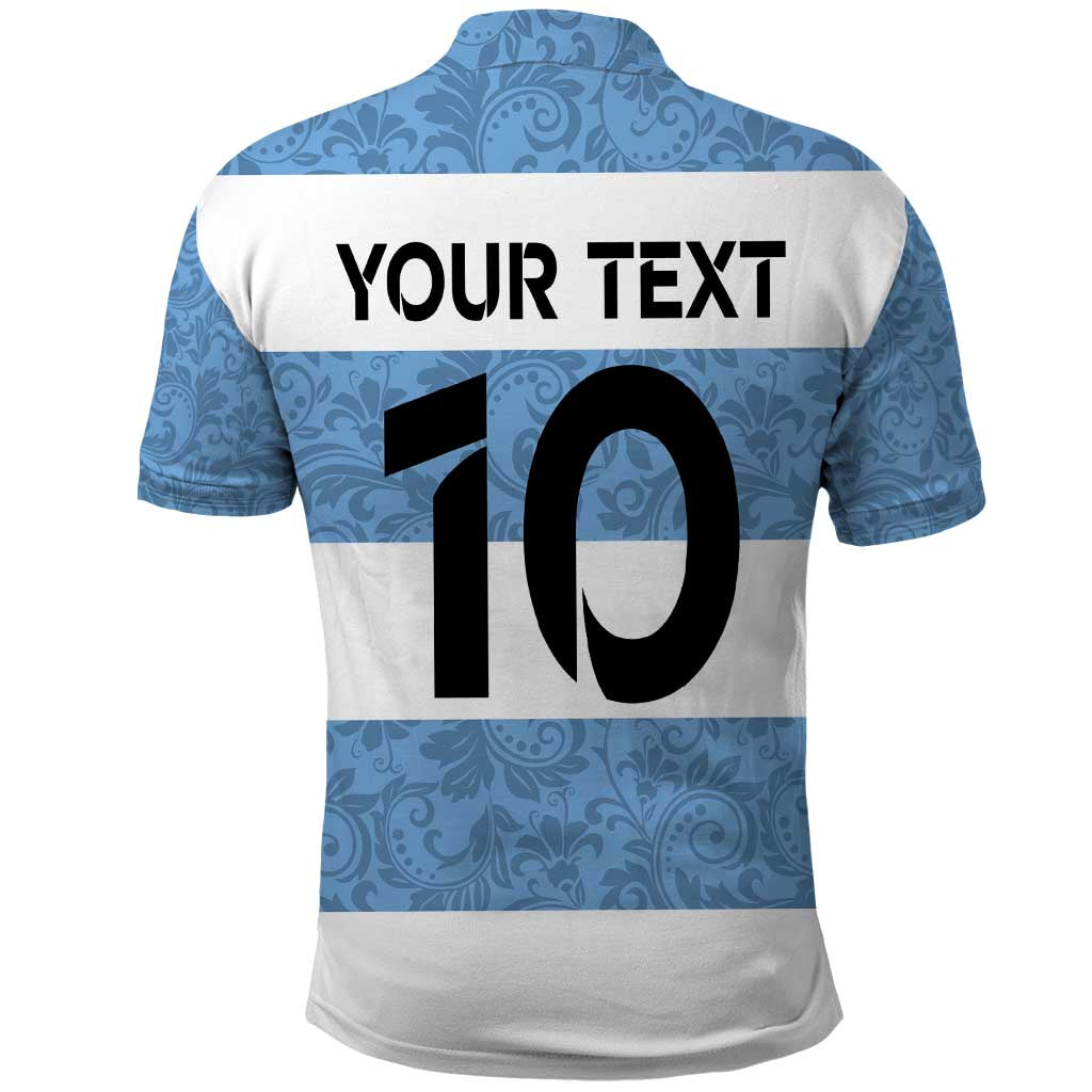 Custom Argentina Rugby 2024 Polo Shirt Vamos Los Pumas with Jaguar and Floral Pattern LT03