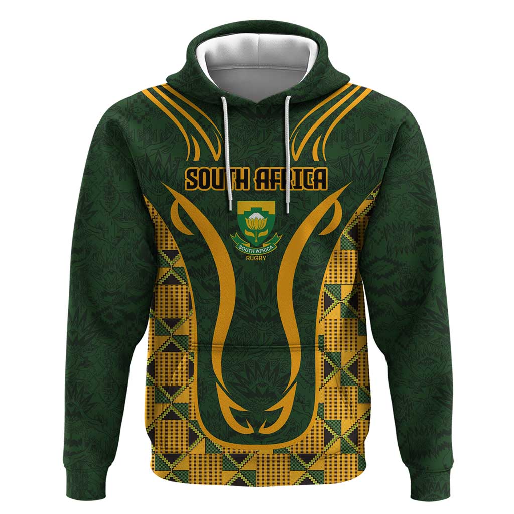Custom South Africa Rugby 2024 Hoodie Go Champion Springboks and Kente Pattern LT03