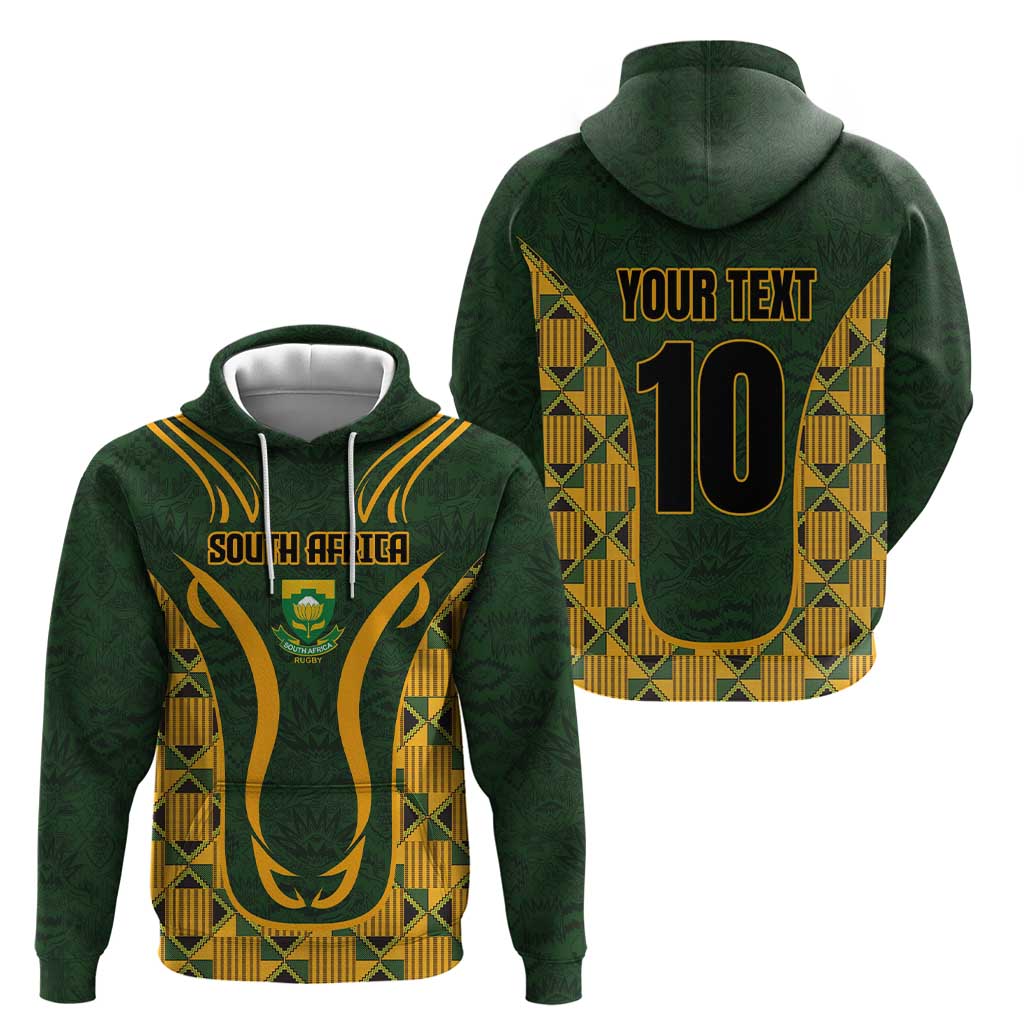 Custom South Africa Rugby 2024 Hoodie Go Champion Springboks and Kente Pattern LT03