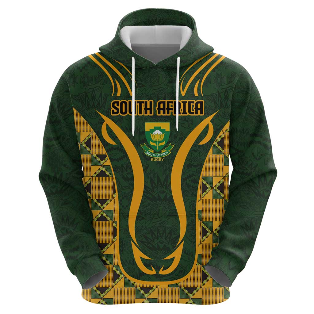 Custom South Africa Rugby 2024 Hoodie Go Champion Springboks and Kente Pattern LT03