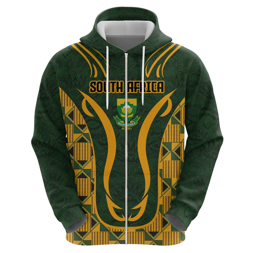 Custom South Africa Rugby 2024 Hoodie Go Champion Springboks and Kente Pattern LT03