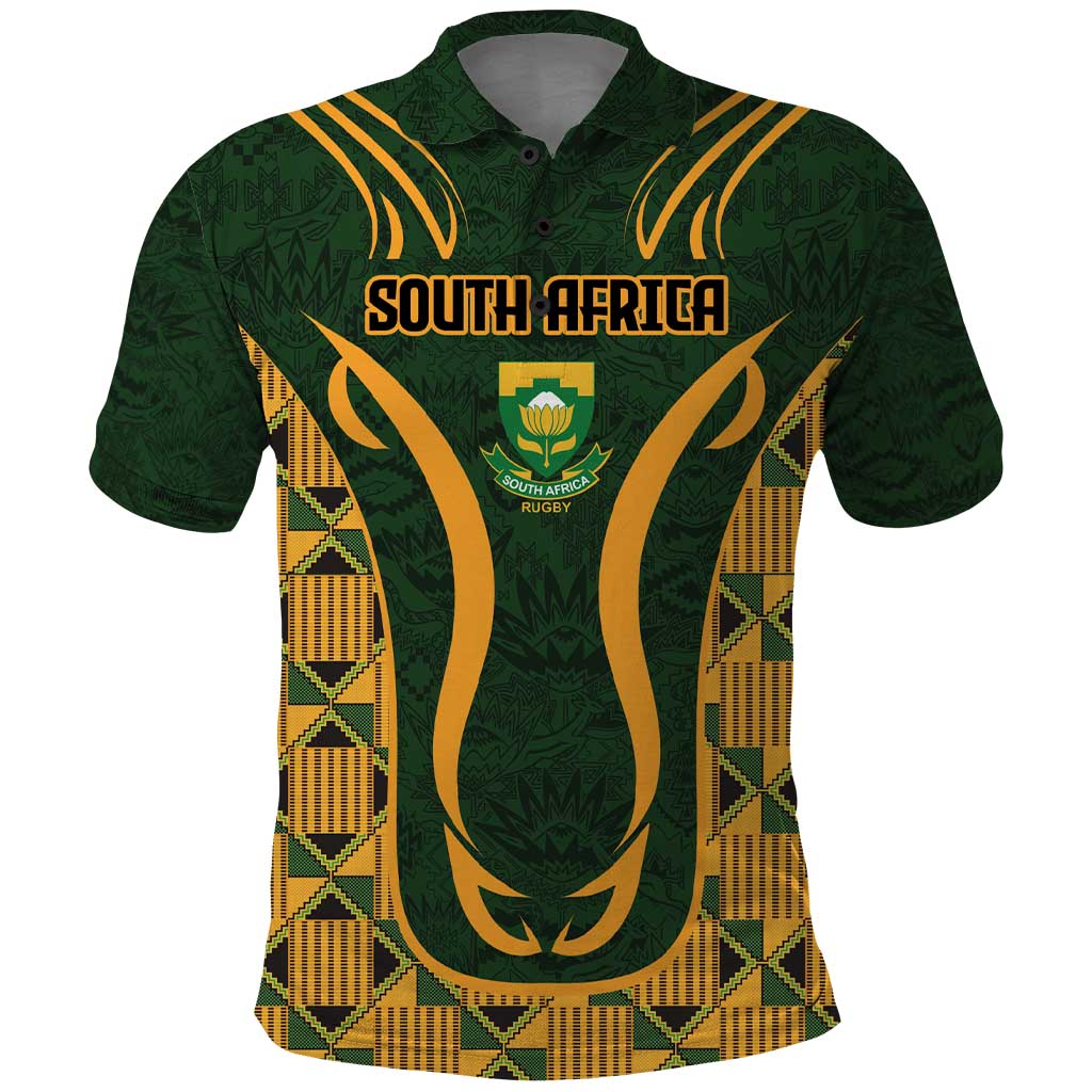 Custom South Africa Rugby 2024 Polo Shirt Go Champion Springboks and Kente Pattern LT03