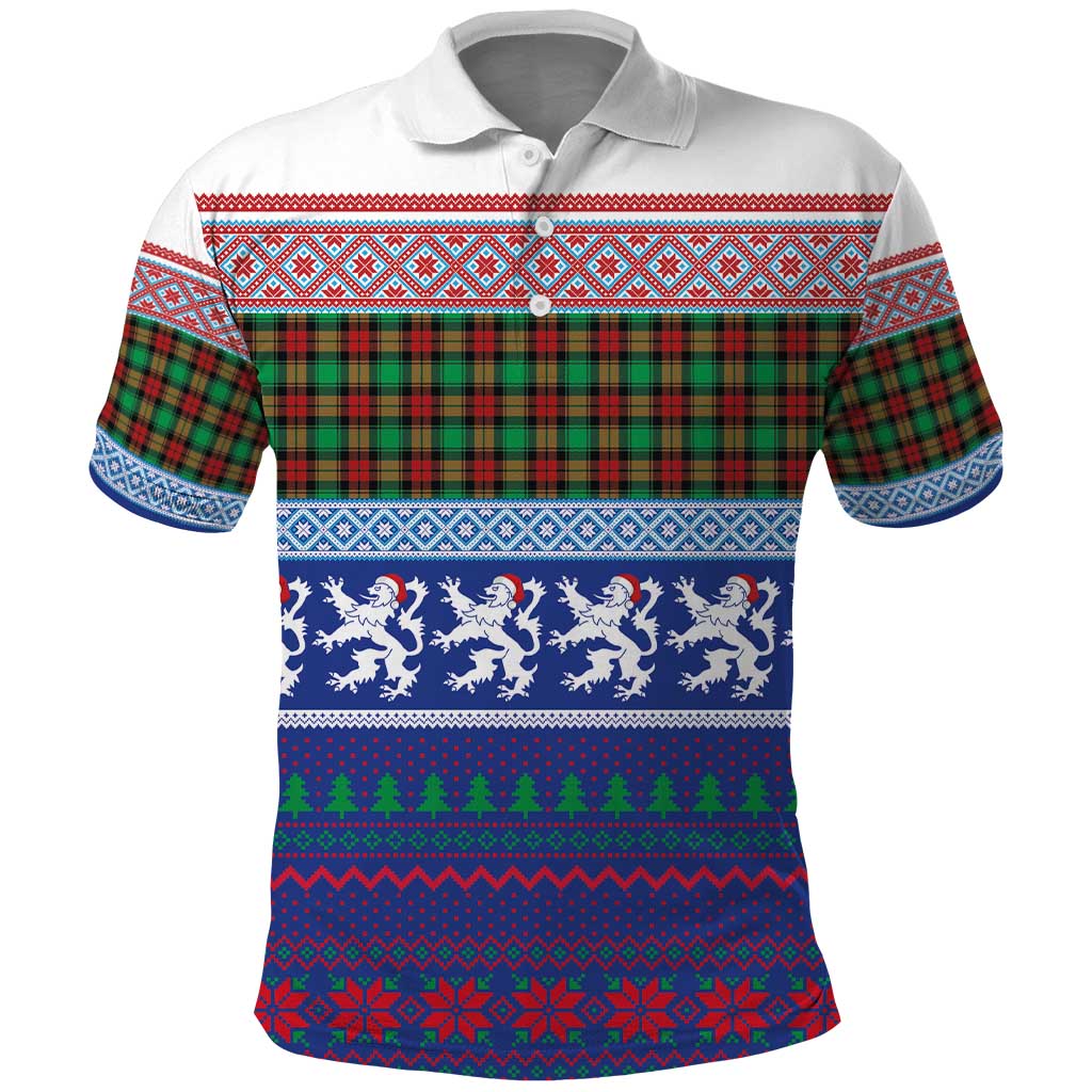 Scottish Christmas Polo Shirt Xmas Royal Lions and Tartan LT03