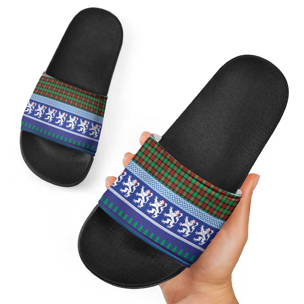 Scottish Christmas Slide Sandals Xmas Royal Lions and Tartan LT03