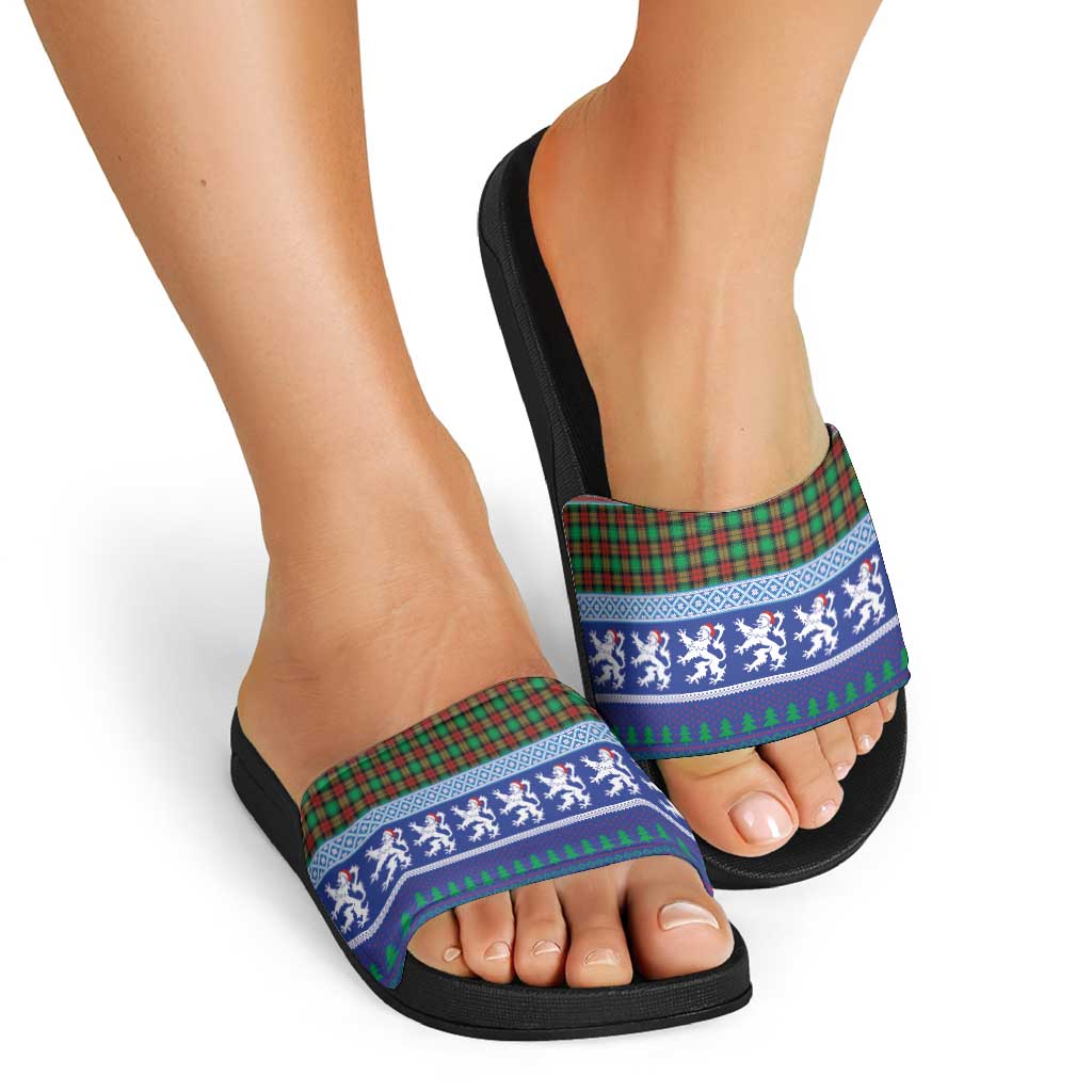 Scottish Christmas Slide Sandals Xmas Royal Lions and Tartan LT03