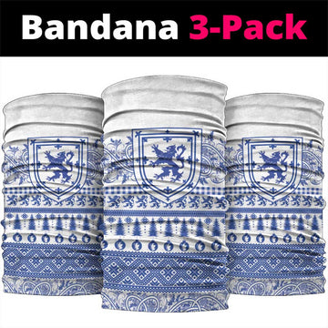 Scottish Christmas Neck Gaiter Scotland Thistle and Celtic Knot White-Blue Color LT03