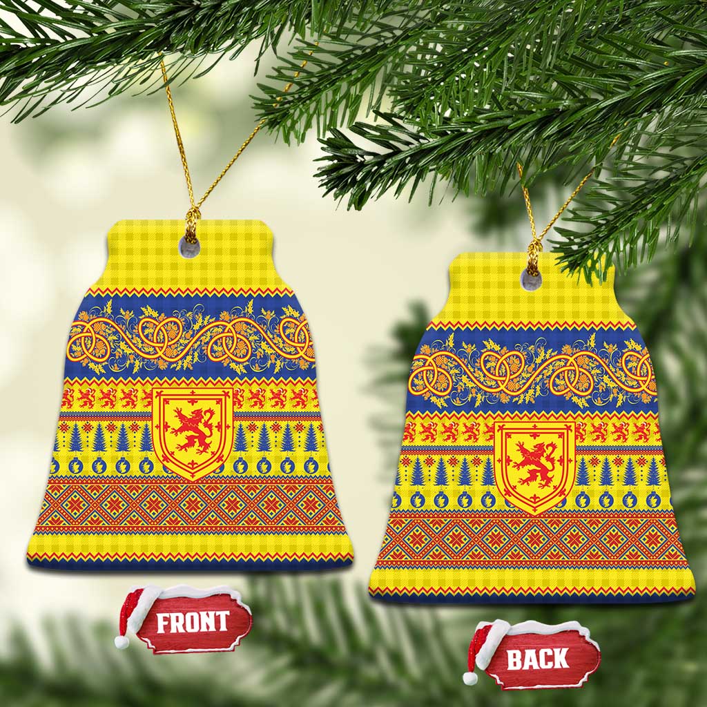 Scottish Christmas Ceramic Ornament Scotland Thistle and Celtic Knot Yellow-Red Color LT03