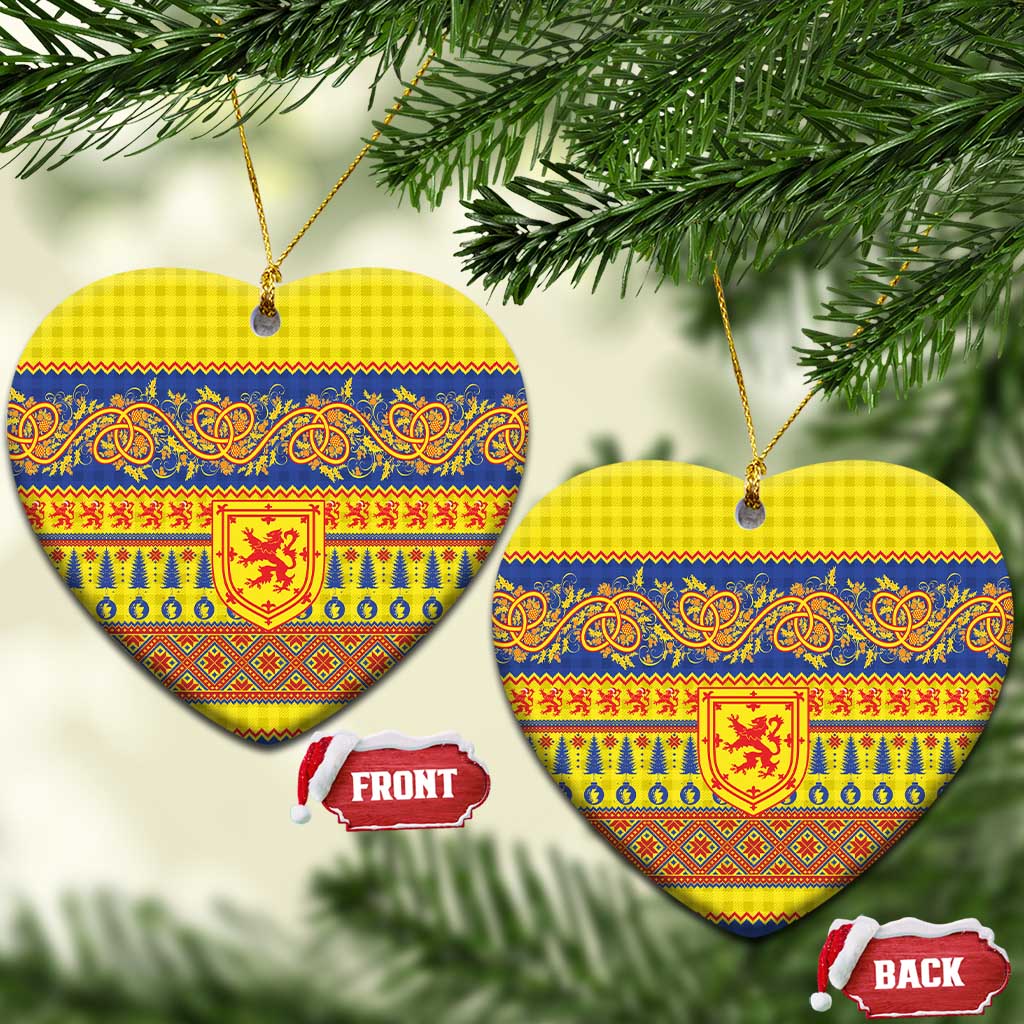 Scottish Christmas Ceramic Ornament Scotland Thistle and Celtic Knot Yellow-Red Color LT03